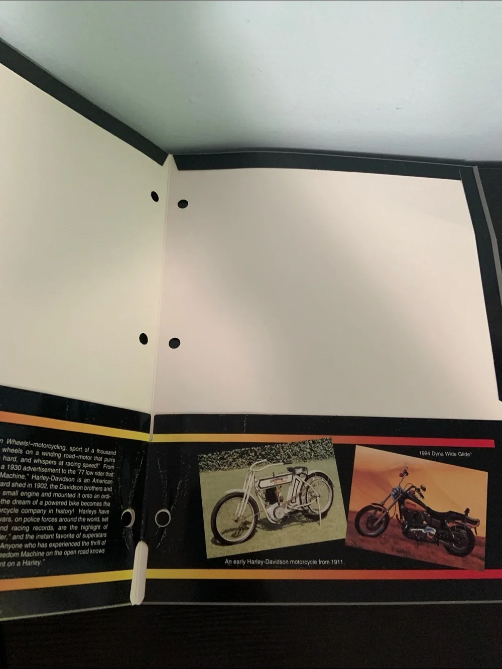Vintage Harley Davidson Notebook Portfolio Pocket Folders Group of 4. From 1994